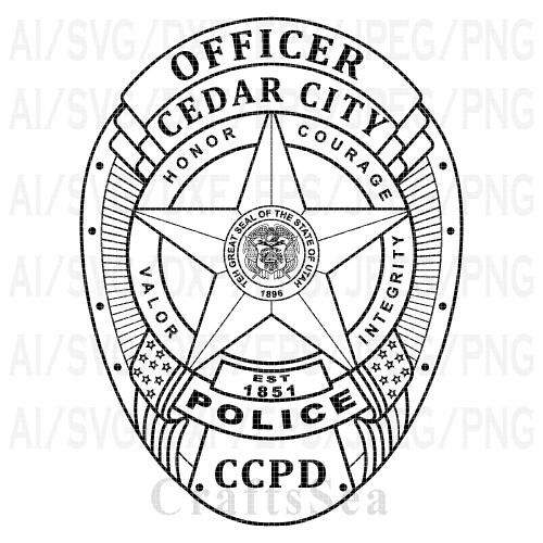 Cedar City Utah Police Officer Vector Logo SVG for CNC, Laser Engraving, Cricut & Silhouette | DXF PNG AI Digital Download